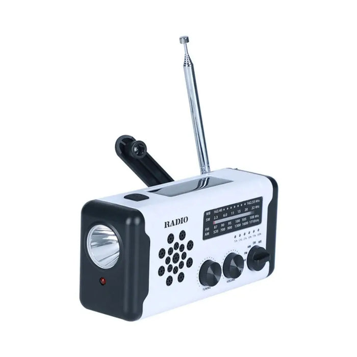 Solar Power Emergency Weather Radio SOS Alarm AM/FM/SW/WB Hand Crank Radio Power Bank USB Charger LED Flashlight Outdoor Camping