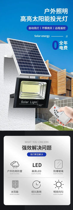 Solar Flood Lights with Remote Control, IP67 Waterproof Adjustable Spotlight for Villa & Street Lighting