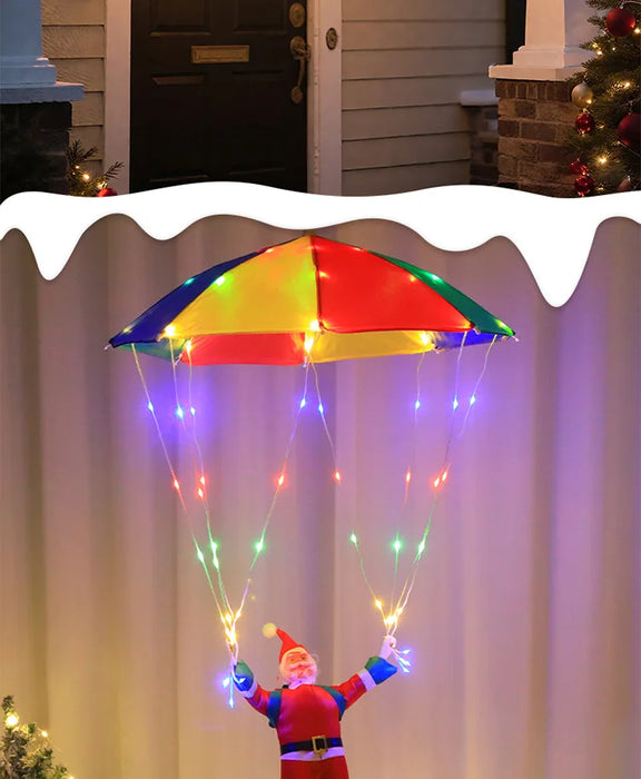 Parachute Santa Claus Christmas Yard Eaves Hanging Decorative Lights Leather String Lights Christmas Skydiving Light String