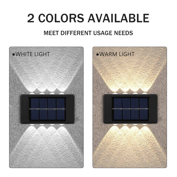 4/6/8/10LED Solar Wall Lamp Outdoor Waterproof Up and Down Luminous Lighting for Garden Fence Decoration Sunlight Light