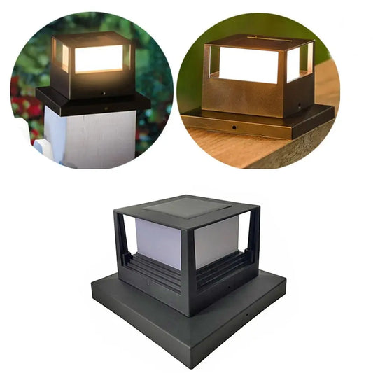 Warm/White light Square Fence Gate Pillar Lamp Waterproof Solar Powered Fence Post Light LED Lighting Solar Column Light Wall