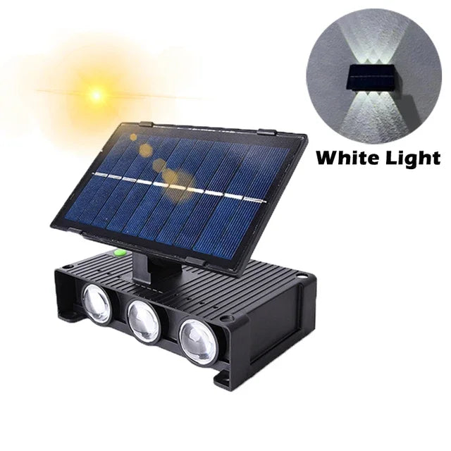 Outdoor Solar Wall Lamp Upper Lower Light Emitting Exterior Wall Lamp Waterproof LED Outdoor Lighting Dual Head Courtyard