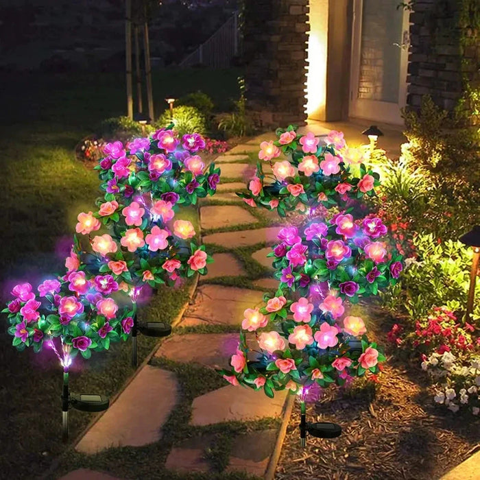 LED Solar Light Waterproof Azalea Solar Flowers Lamp Outdoor Decorative for Garden Yard Lawn Path Lighting Holiday Wedding Decor