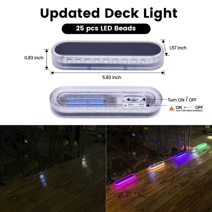 Solar Deck Lights Outdoor Waterproof LED Step Sidewalk Stair Garden Light IP68 Auto On/Off Solar Powered Dock Driveway Lighting