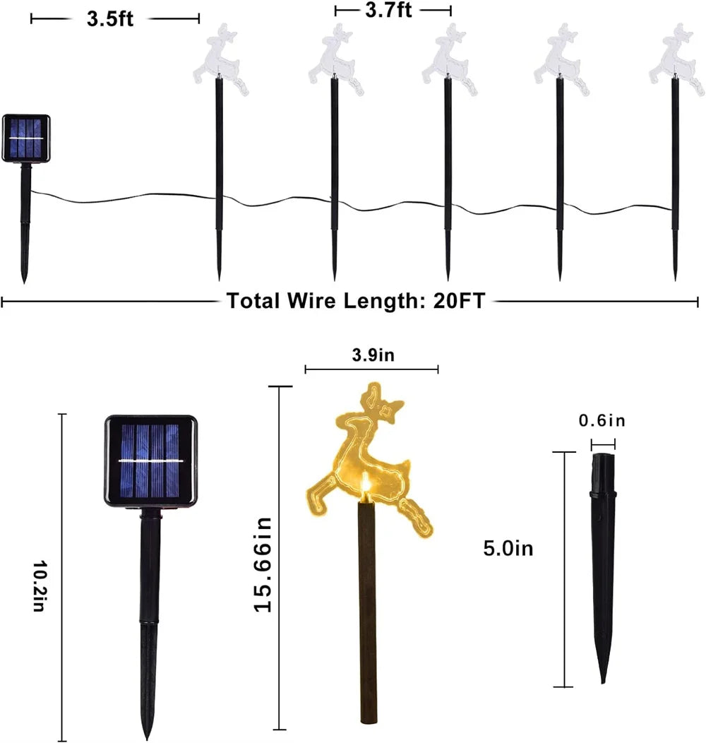 Solar Christmas Pathway Lights 5 Pack Solar Christmas Decor Star LED Lights Outdoor Waterproof Stake Lights Garden Walkway 731