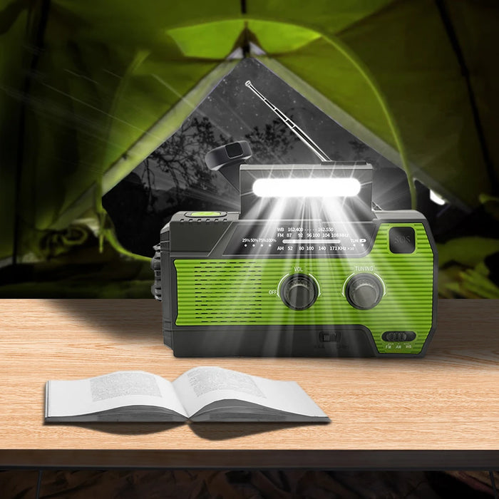 Emergency Hand Crank Radio Solar Powered Radio with Flashlight Reading Lamp SOS Alarm AM/FM/WB/NOAA Weather Radio Portable Radio