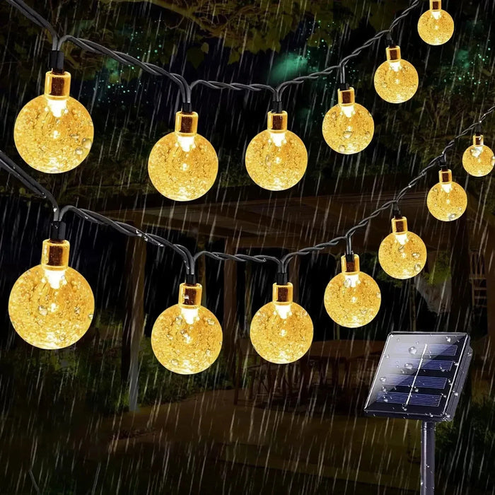 Solar Outdoor Courtyard Lights LED String Lights Waterproof Garden Decorations String Flashing Lights with Crystal Ball Bubble