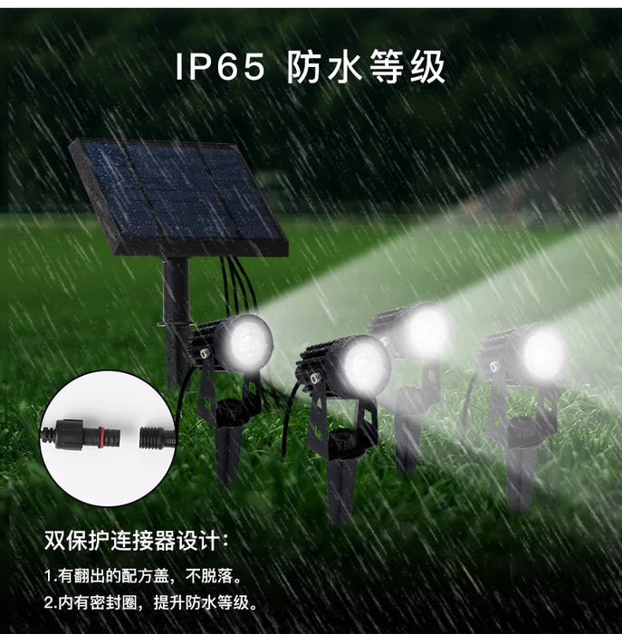 Solar Outdoor Lighting Landscape Yard Garden Tree Separately Lamp Powered Spotlight 4 Warm White Lights Solar Panel