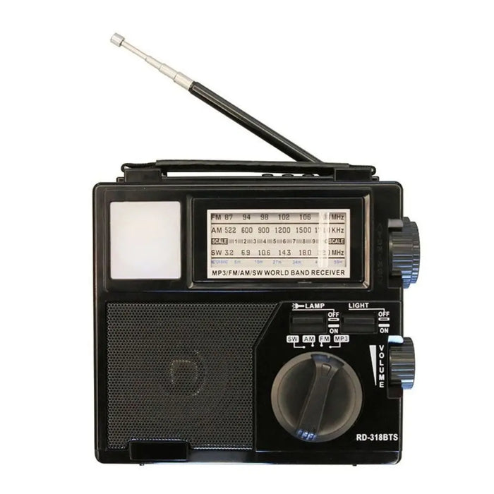 Solar Portable Emergency Radio LED Flashlight Music Player FM AM SW Radio Receiver Multi Function Multi Band