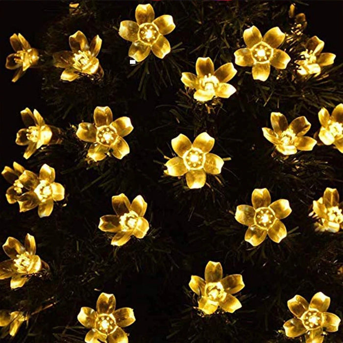 5M Purple Solar Flower String Lights Fairy LED Lights String Decorative Outdoor Lighting For Home Garden Holiday Decor
