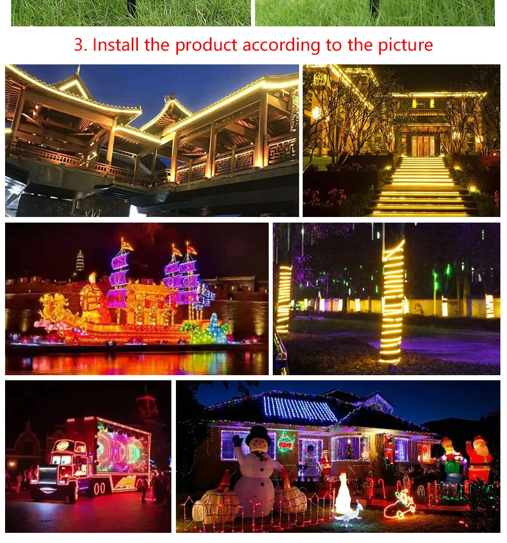 Solar LED Strip Light 8 Modes Fairy Lights Atmosphere IP67 Waterproof 5M 10M Wall Decoration Solar Lamp Christmas Colorful