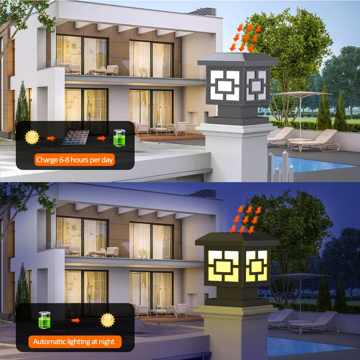 Outdoor Solar Stigma Post Cap Lights, Waterproof LED Bulb Included, Lawn Landscape Pillar Head Lamp for Garden, Patio, Pathway