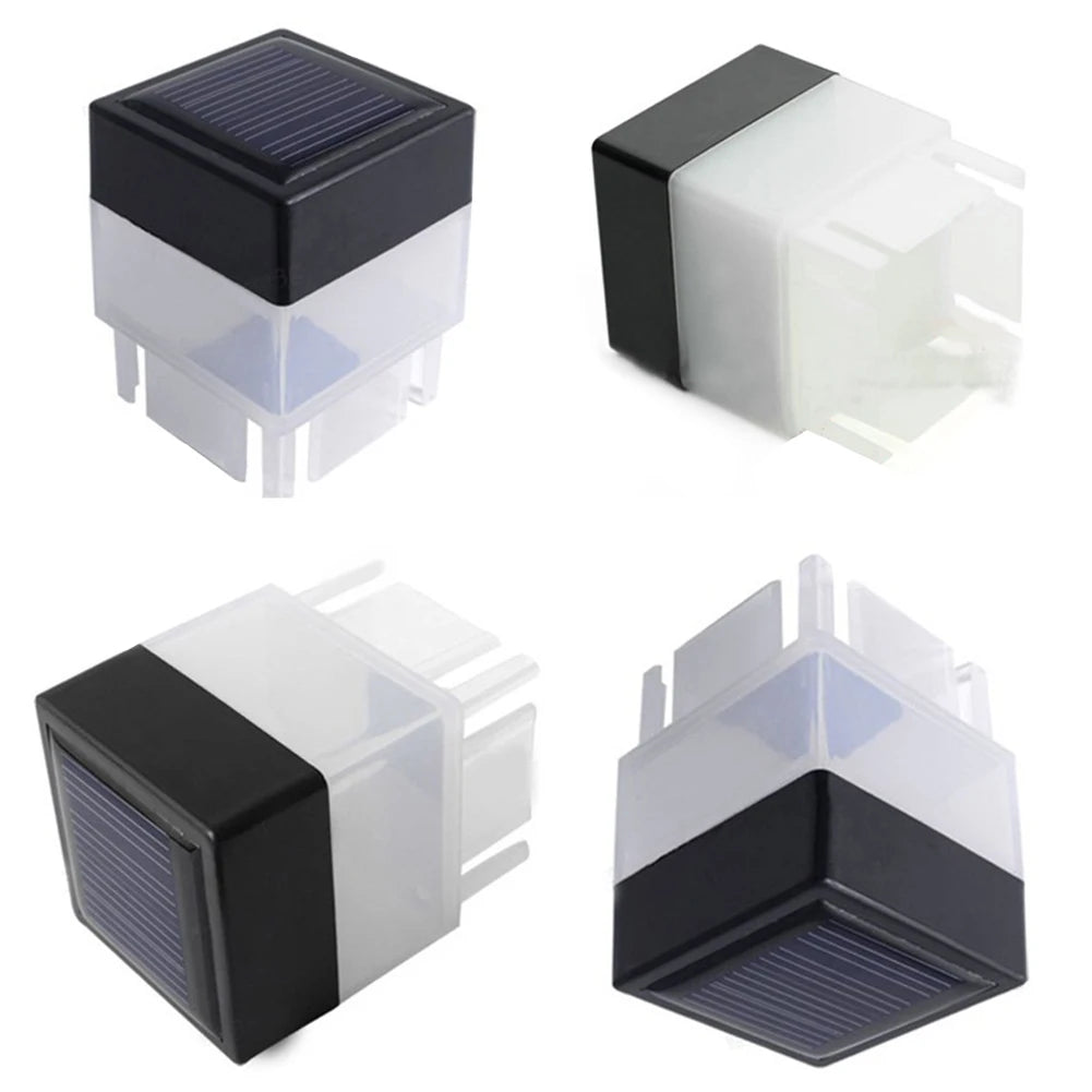Solar Post Light Modern Fence Deck Lamp Auto On/Off Square Column Fixture Mailbox Lantern for Yard Pathway Decor