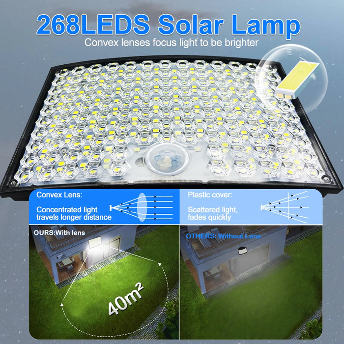 Solar Security Lights Motion Sensor Outdoor 318/238/226LED Garden Lights Waterproof Split Flood Wall Lights Solar Powered 3 Mode