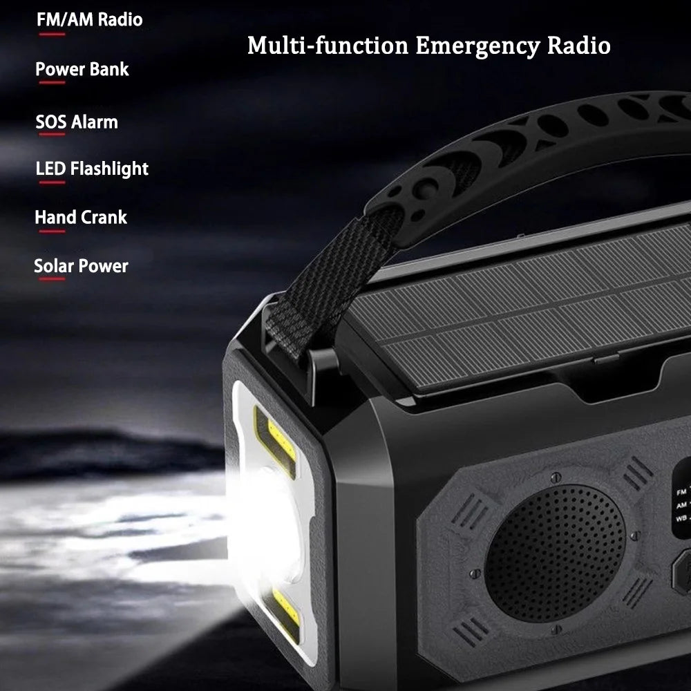 AM/FM/NOAA Solar Hand Crank Radio 12000mAh Emergency Radio Reading Lamp Flashlight SOS Alarm Power Bank Speaker רדיו ופנס חירום