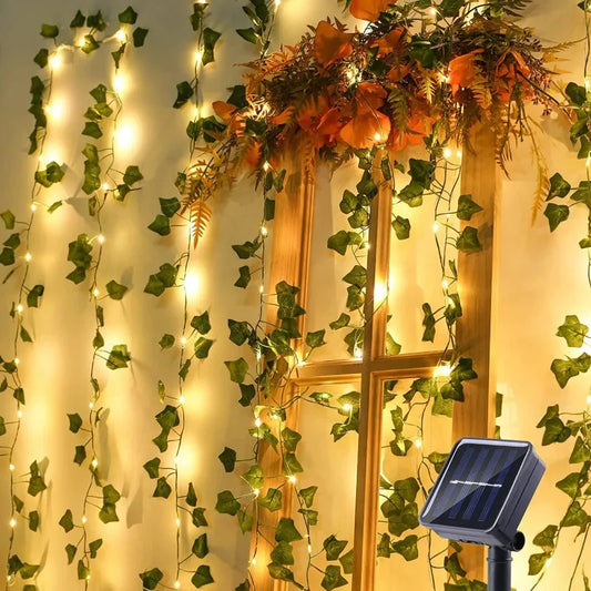 Solar Fairy Lights 2/5/10 M Solar Artificial Ivy Leaf Led String 8 Modes Solar Outdoor Light for Yard Garden Wedding Party Decor