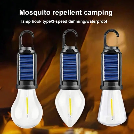 Camp Tent Light Waterproof Solar Charging Outdoor Light Waterproof Vintage Decoration Lightweight Tent Lamp With Mounting Hook