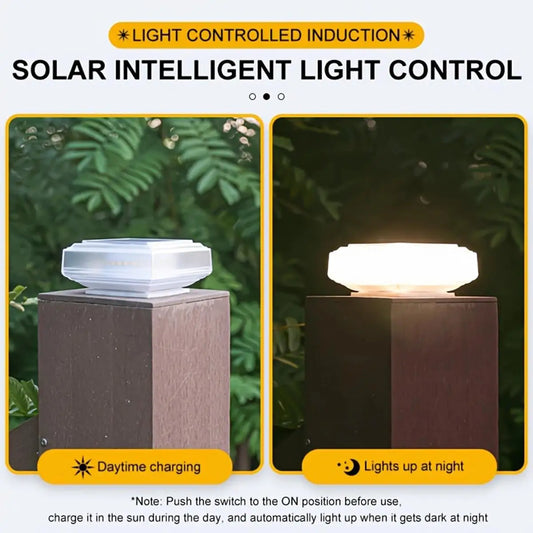 Led Solar Post Light Warm Pillar Lamp Rechargeable Outdoor With Lamps Landscape Garten Floor Panel Drop Lampe Powered Decoration