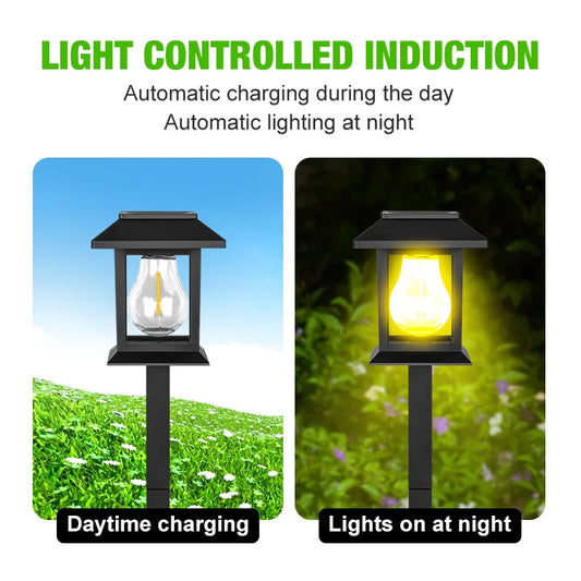 2 Pack Solar Pathway Light Outdoor Garden Lantern Waterproof Lighting Landscape Light Yard Patio Walkway Driveway Camping Decor
