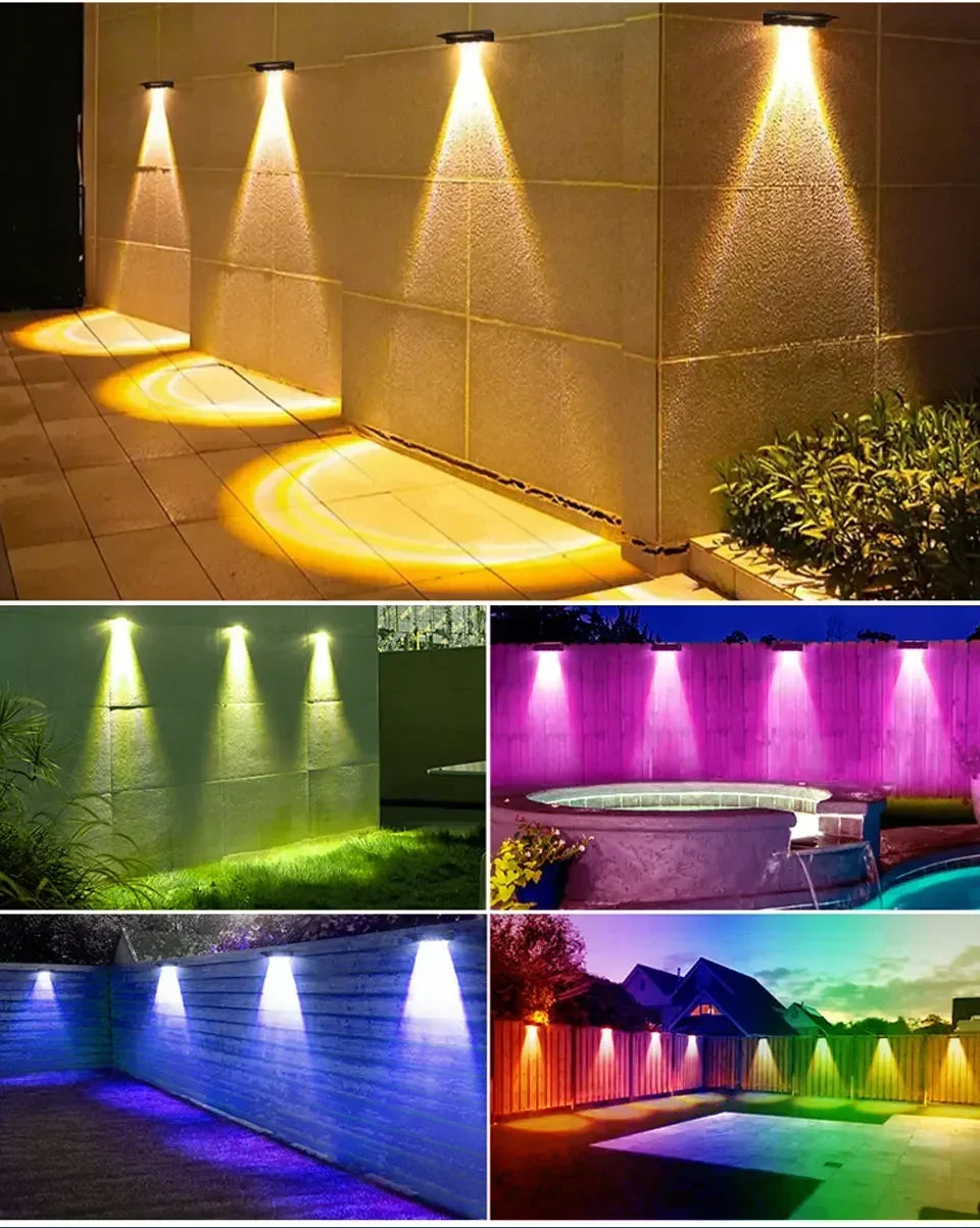 LED Solar Lights Outdoor Wall Lights 2pcs Wall lamp  Waterproof Solar Deck Light Garden Decor Solar Lamp Fence Post Yard Pathway