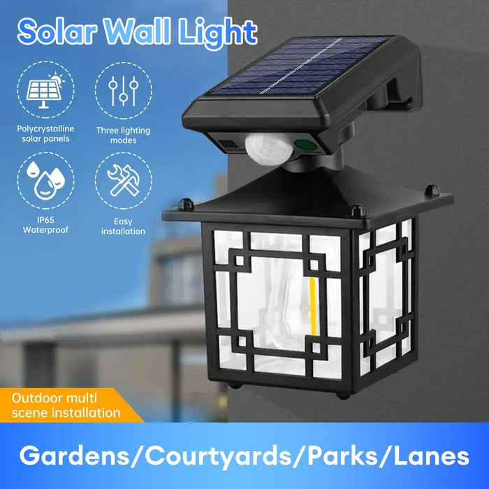 Retro Solar Motion Induction Wall Lamp Outdoor Waterproof 3 Lighting Modes Decoration Wall Light for Courtyard Garage Garden ﻿