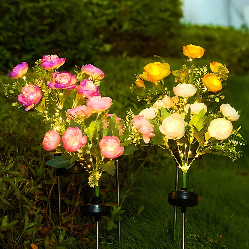 Solar Flower Light Camellia Buds Garden Flower Lights Outdoor Landscape Lighting for Home Yard Patio Path Lawn Decorative Lamp