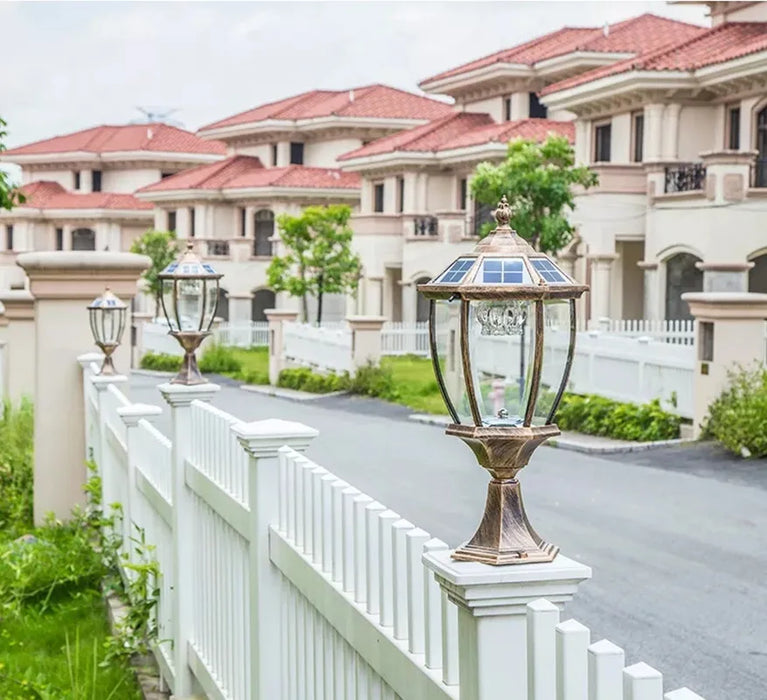 Solar LED Light Outdoor Lamp Villa Retro Column Lamps Pillar Lights Garden Garden Decoration Outdoor Street Lamp IP55 Waterproof