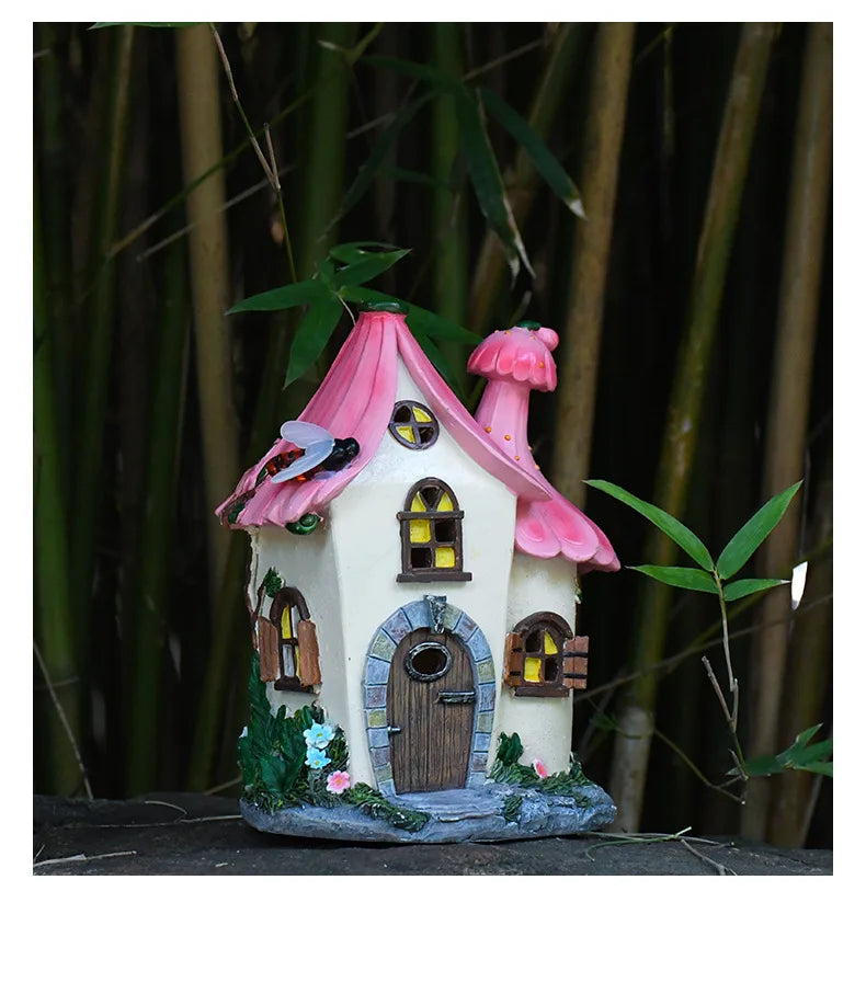 Solar Resin Cabin Christmas Outdoor Courtyard Garden Decoration Led Nightlight Fairy Tale Atmosphere Creative Ornament