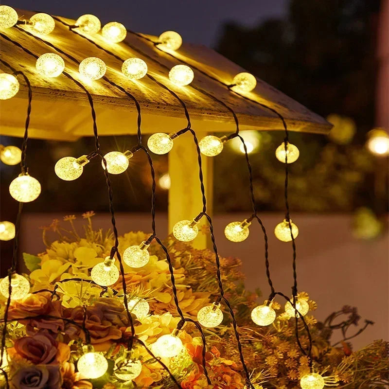 Solar Bubble Light String 8 Lighting Modes LED Lights Holiday Garden Tree Yard Party Christmas Outdoor Street Camping Decoration