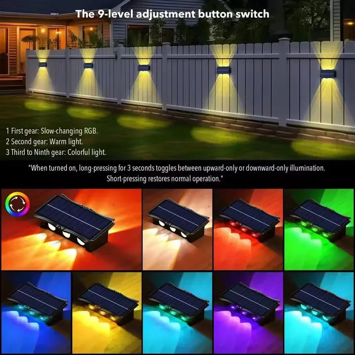 Solar Wall Lamp Outdoor Waterproof Solar Powered Light UP and Down Illuminate Home Garden Yard Decoration Outside Sunlights