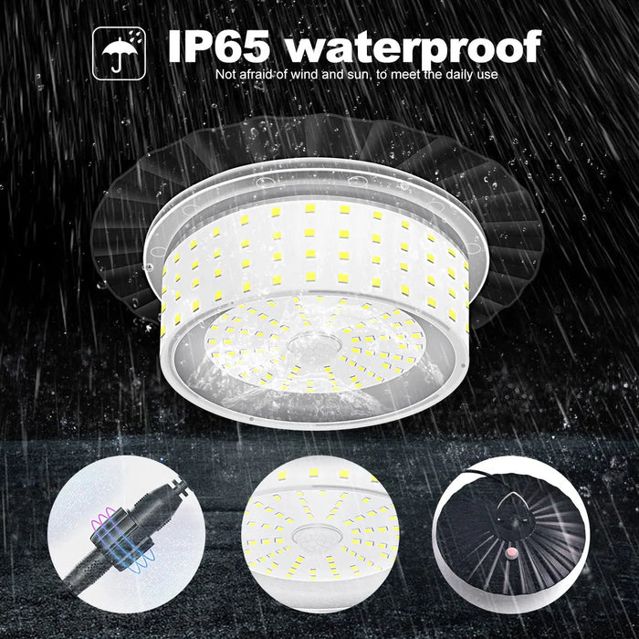 Solar Shed Barn Light Indoor Outdoor 244 LED Solar Pendant Light 5 Modes Solar Motion Sensor Light with Remote IP65 Waterproof