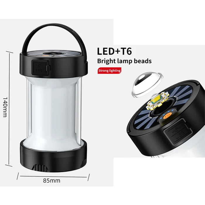 Solar LED Camping Lantern Light Outdoor Waterproof Emergency Rechargeable Multifunctional Portable Tent Flashlight