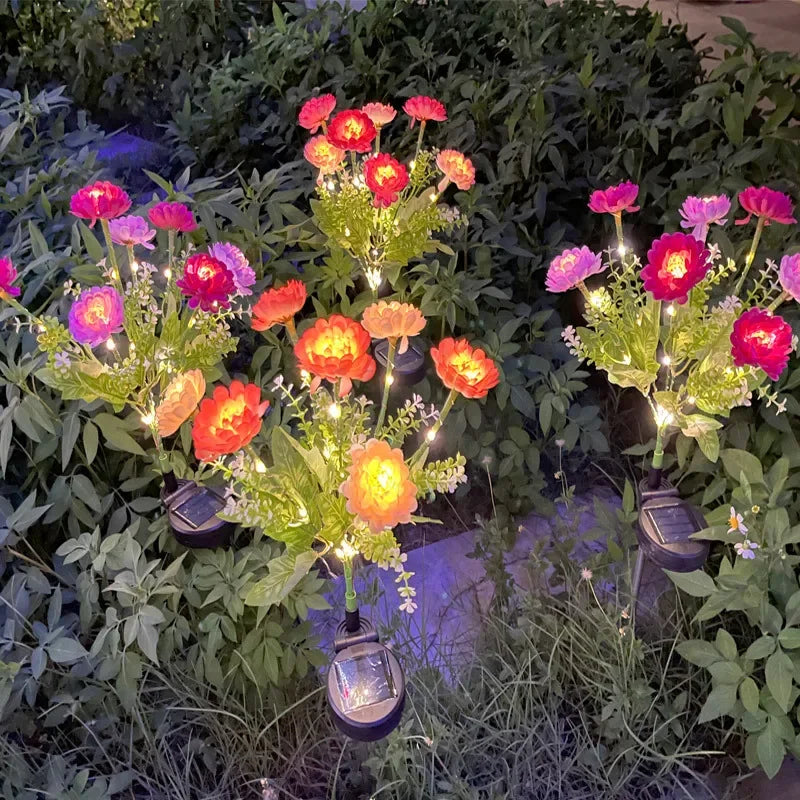 Solar Carnations Flower Lights Snow Lotus Outdoor Decoration Courtyard Garden Villa Atmosphere Lawn Ground Lights
