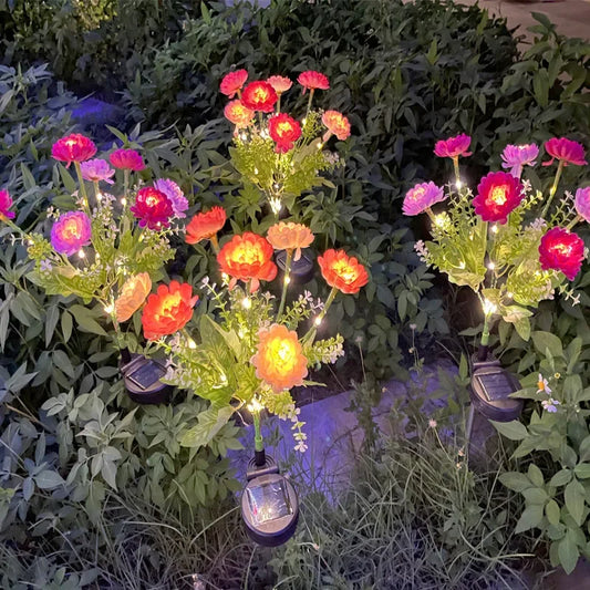 Solar Carnations Flower Lights Snow Lotus Outdoor Decoration Courtyard Garden Villa Atmosphere Lawn Ground Lights