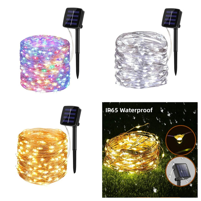 LED Solar Outdoor String Lights 8 Modes Waterproof Solar Fairy Garland Light For Tree Patio Garden Street Wedding Party Decora