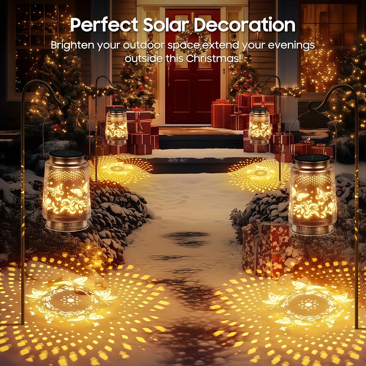 2/1pc Solar Butterfly Lanterns Outdoor Hanging Light with Intricate Butterfly Design Perfect Gifts for Yard Patio Backyard Decor