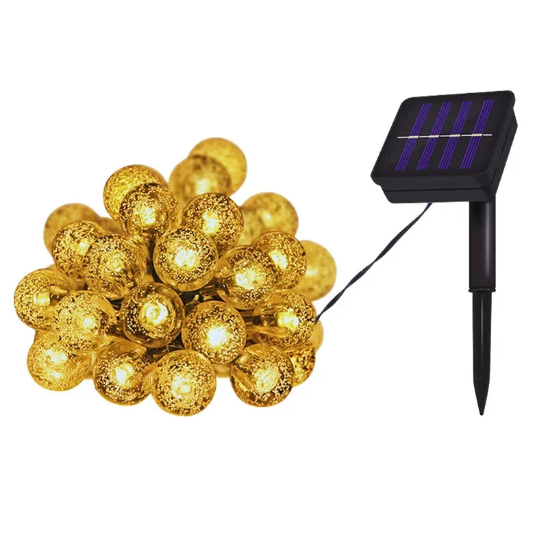 Solar Crystal Globe Ball Fairy Lamps 8 modes String Lights Outdoor Waterproof Solar Powered Patio Light for Garden Party Decor