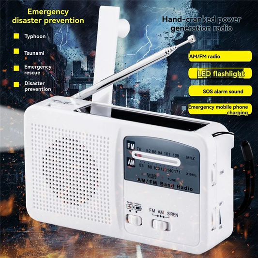 ABUO-FM/AM Radio Solar Hand Crank Self Powered Radio Multifunctional Portable Emergency Radio With Flashlight