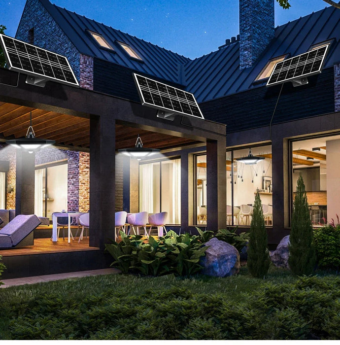 Solar Sensor Lights Dimmable for Barn Gazebo Yard with Waterproof Pendant Lights Indoor Outdoor Use Solar Garden Light