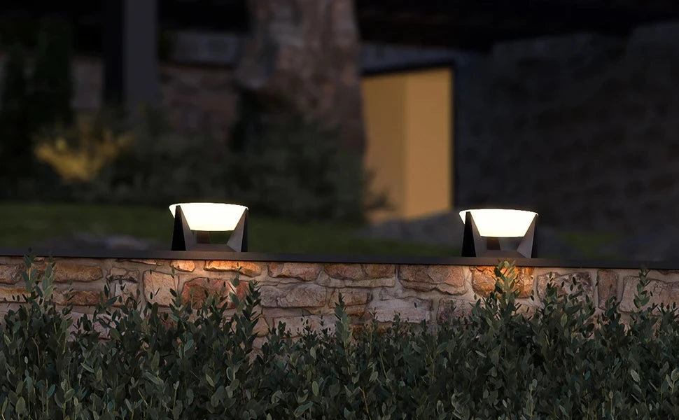 Solar Post Light Outdoor Column Pillar Light 3000K IP65 Garden Landscape Lighting for Patio Fence Cap Deck Flat Surface Fixtures