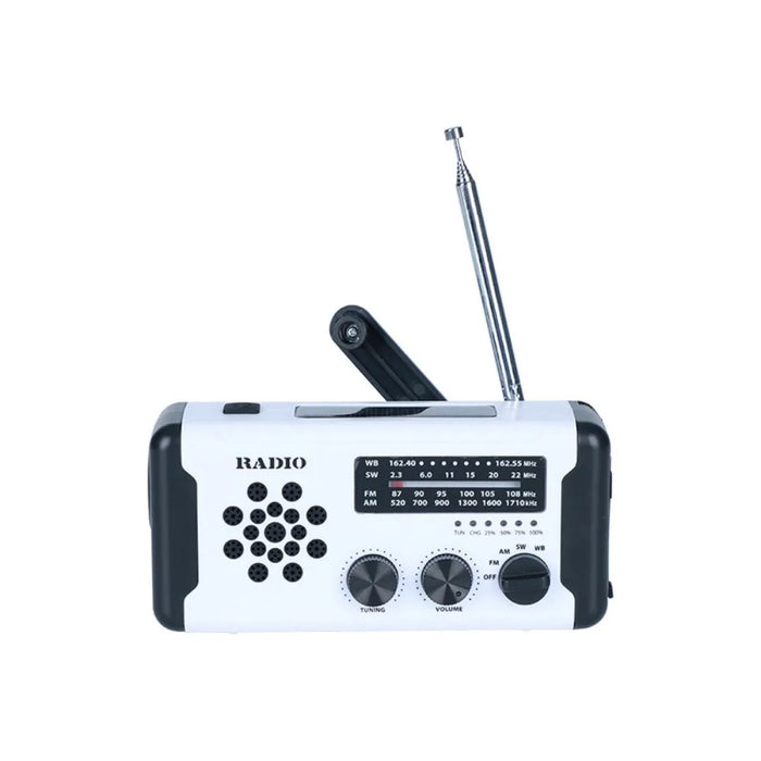 Solar Power Emergency Weather Radio SOS Alarm AM/FM/SW/WB Hand Crank Radio Power Bank USB Charger LED Flashlight Outdoor Camping