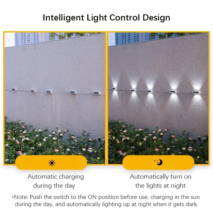 Solar Powered Wall Lights Outside Up and Down Fence Mount Outdoor Decorative Waterproof Lamp for Porch Deck Patio Yard Garden