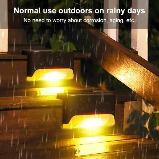 1/4 Pack Solar Deck Lights Outdoor Step Lights Waterproof Led Solar Lamp for Stairs Railing Step Fence Yard Patio and Pathway