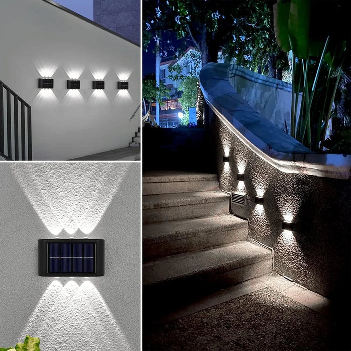 Solar Fence Lights Up and Down, Solar Powered LED Sconce Waterproof Outdoor Wall Lights for House Deck Steps Patio Garden Porch