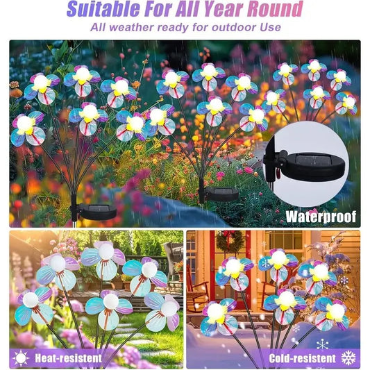 Solar Firefly Flower LED Light,Outdoor Waterproof 2 Modes Decoration Fairy Lamp,Landscape Lighting For Garden,Lawn,Patio,Pathway