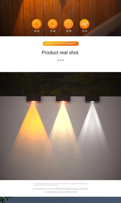 Solar Wall Lamp Outdoor Waterproof Solar Powered Light UP and Down Illuminate Home Garden Yard Decoration Outside Sunlights