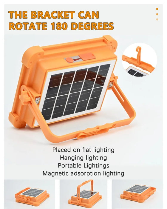 NEW 200-800W Outdoor Solar LED Floodlight Emergency Lighting Rechargeable Outdoor Camping Portable Waterproof Fishing Spotlight