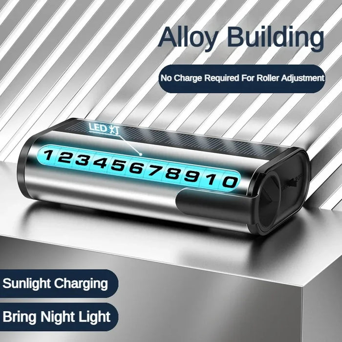 Solar Charging Car Parking Number Plate Luminous Auto Parking Card Temporary Stop Phone Number Card for Car Decoration Accessory