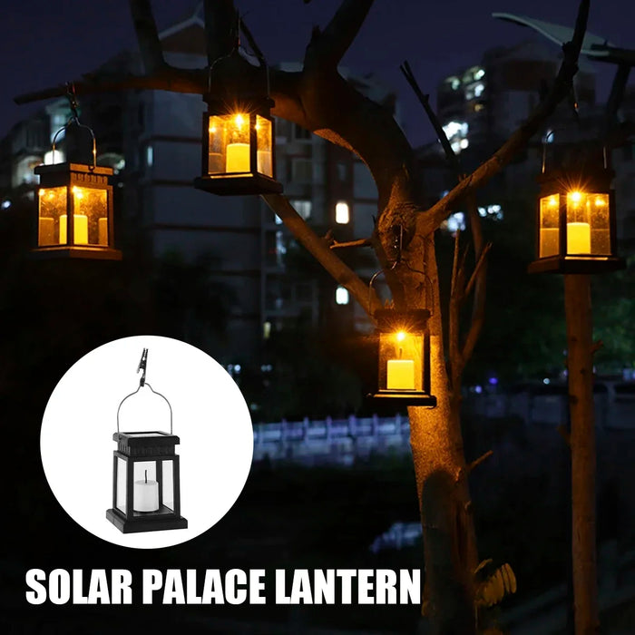 New Solar Palace Lantern Garden Lamp LED Candle Light Floor Light Outdoor Camping Lantern Lawn Garden Decor Landscape Lights