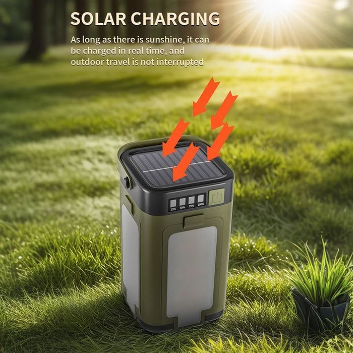 Solar Foldable Camping Light Rechargeable Lantern Power Bank Solar Camping Lantern Portable Flashlight LED Tent Light